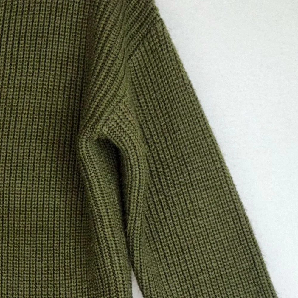 JODIFL Y2K Women Green Knit Sweater Top‎ Long Sleeve Cutout V Oversized Medium